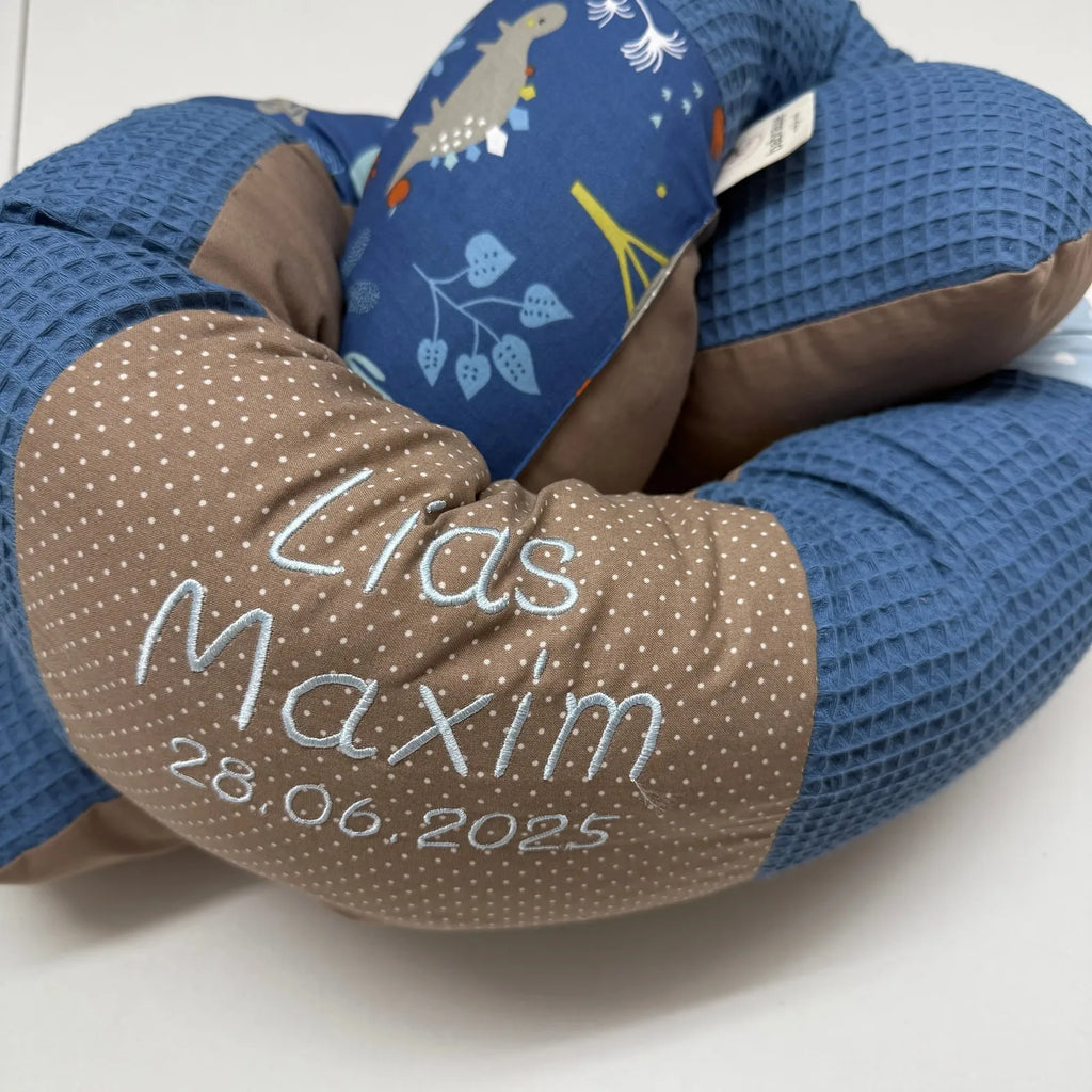 Bettschlange Waffelpique Dinosaurier Blau-babrause