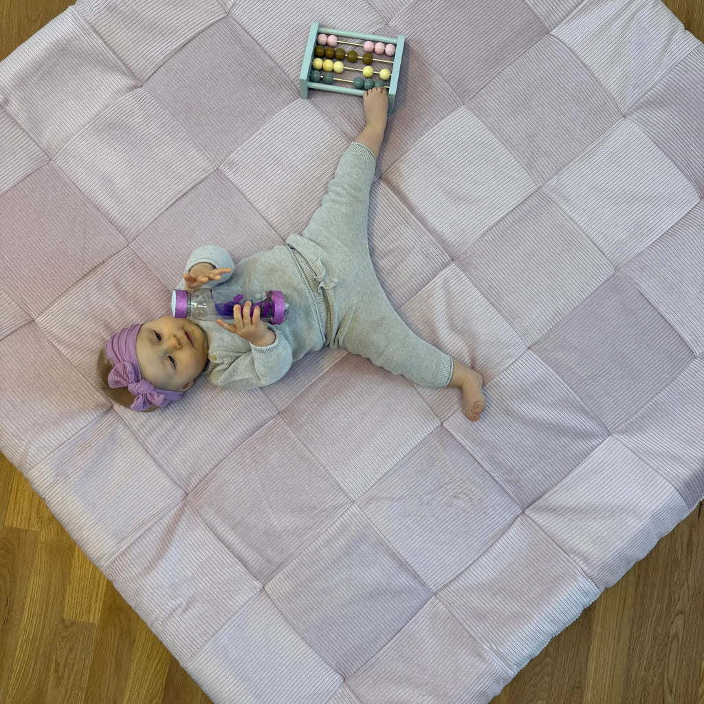 Cord Stoff Krabbeldecke rosa-babrause