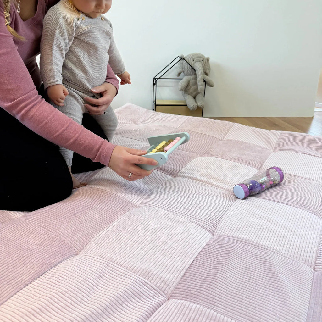 Cord Stoff Krabbeldecke rosa-babrause