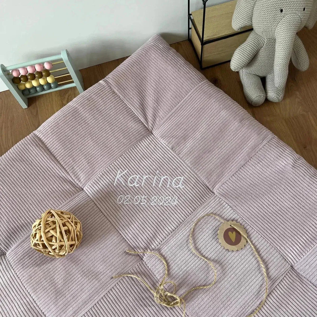 Cord Stoff Krabbeldecke rosa-babrause