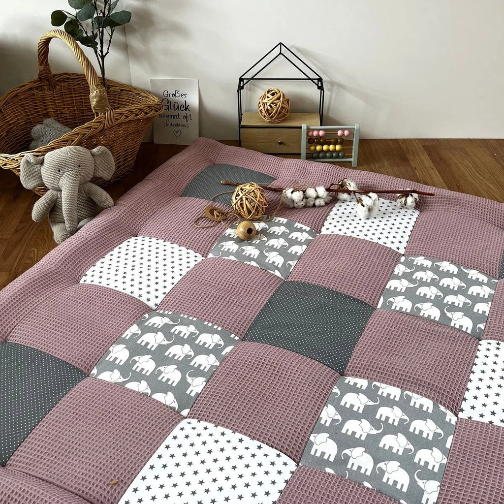 Einzelstück - 100x100 Krabbeldecke Elefant Flieder-babrause