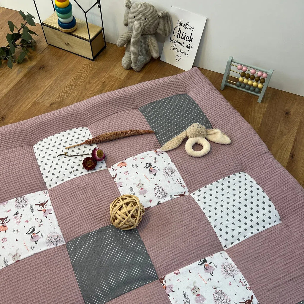 Einzelstück - 100x100 Krabbeldecke Elefant Flieder-babrause