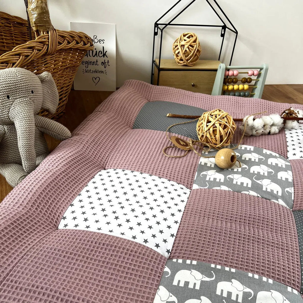 Einzelstück - 100x100 Krabbeldecke Elefant Flieder-babrause