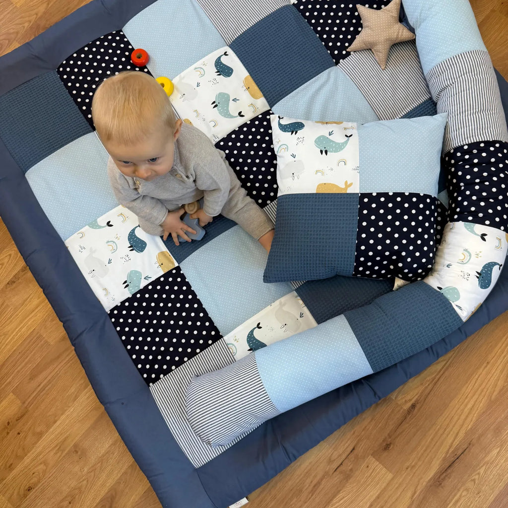 Krabbeldecke Atlantik blau Cord Waffel-babrause