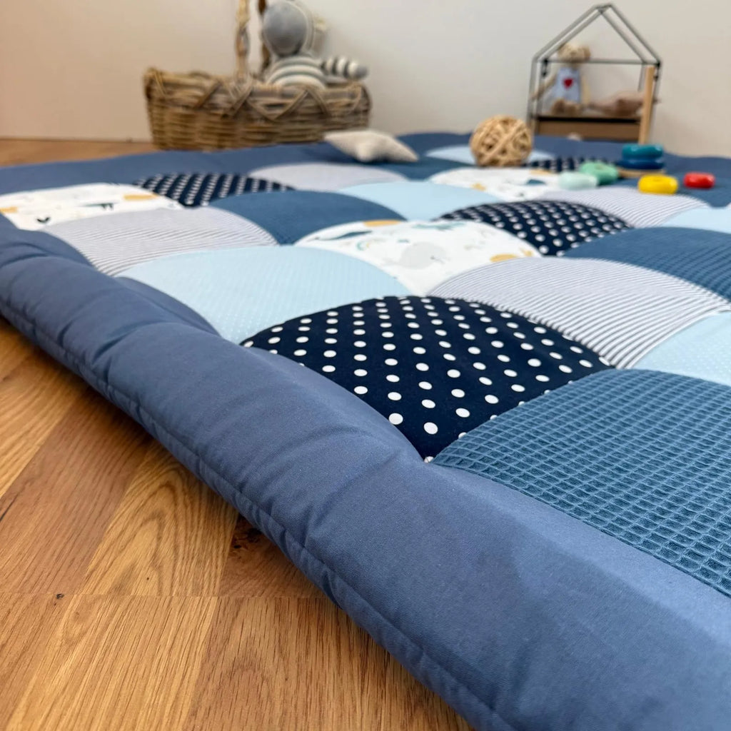 Krabbeldecke Atlantik blau Cord Waffel-babrause