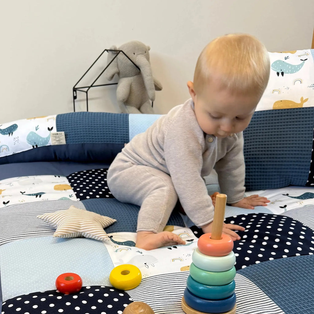 Krabbeldecke Atlantik blau Cord Waffel-babrause