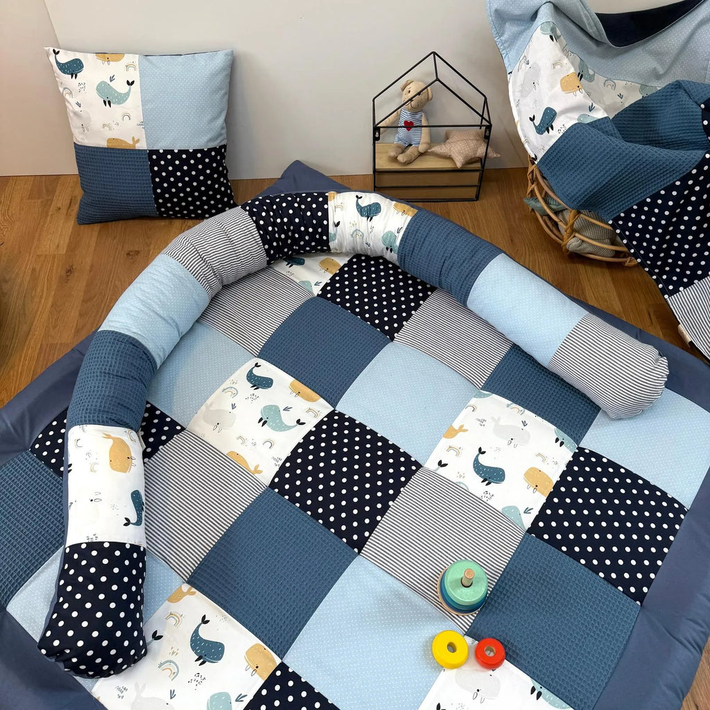 Krabbeldecke Atlantik blau Cord Waffel-Spiel- & Krabbeldecken-babrause