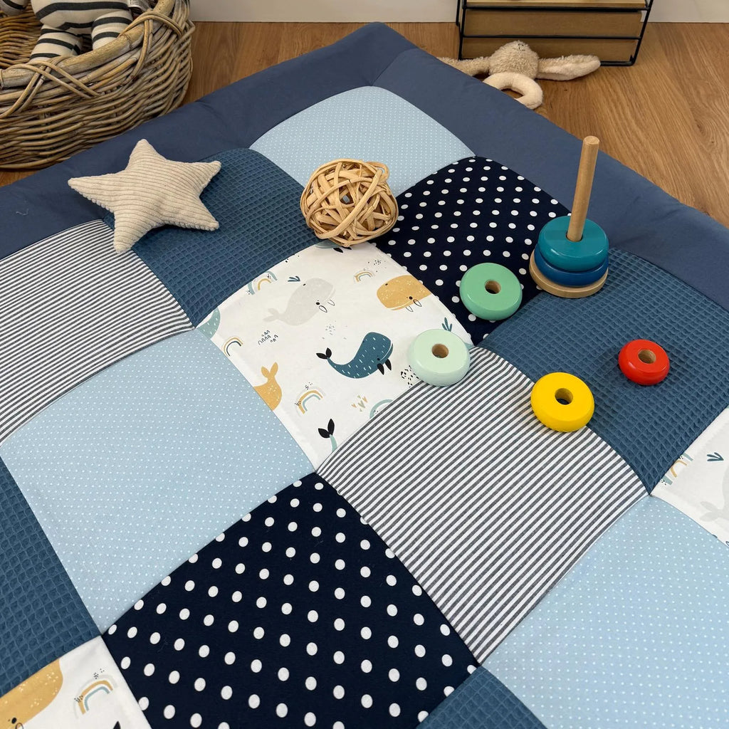 Krabbeldecke Atlantik blau Cord Waffel-Spiel- & Krabbeldecken-babrause