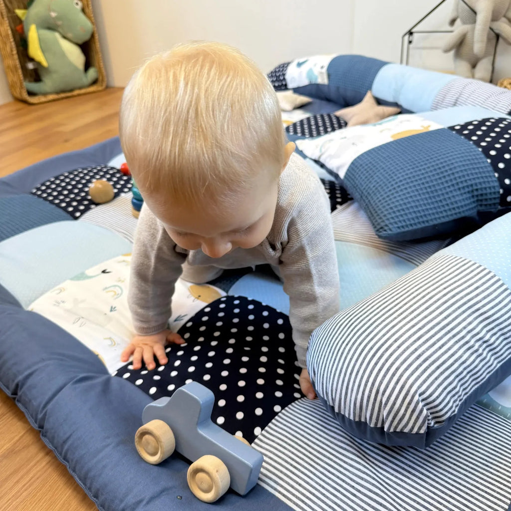 Krabbeldecke Atlantik blau Cord Waffel-babrause