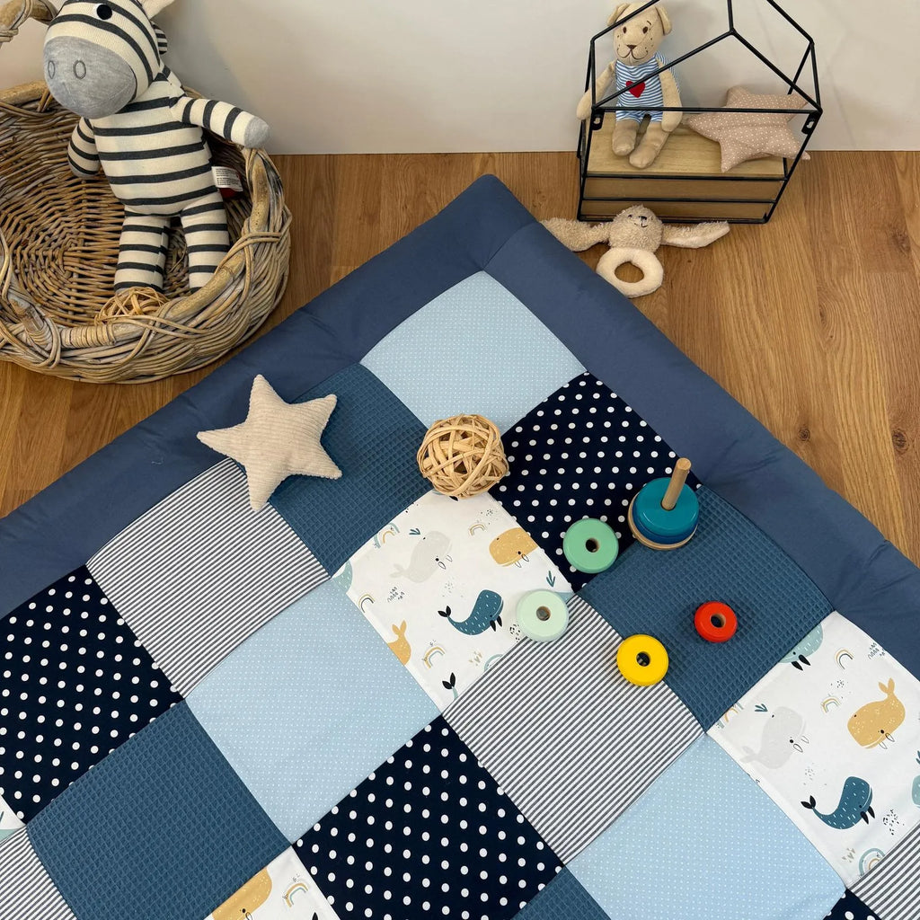 Krabbeldecke Atlantik blau Cord Waffel-Spiel- & Krabbeldecken-babrause