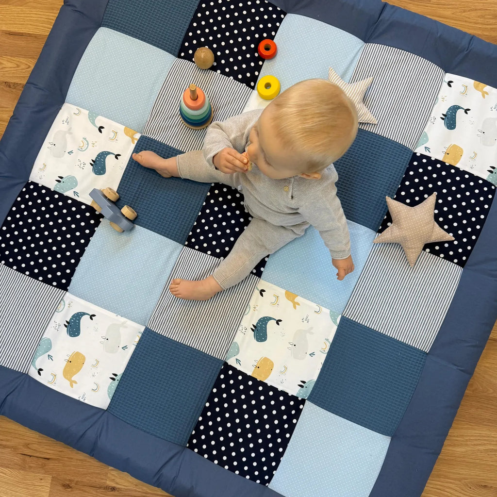 Krabbeldecke Atlantik blau Cord Waffel-babrause