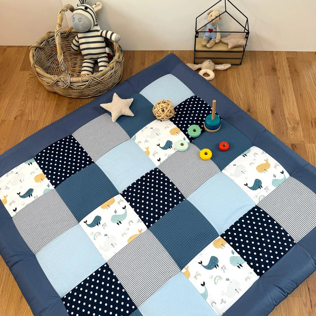 Krabbeldecke Atlantik blau Cord Waffel-Spiel- & Krabbeldecken-babrause