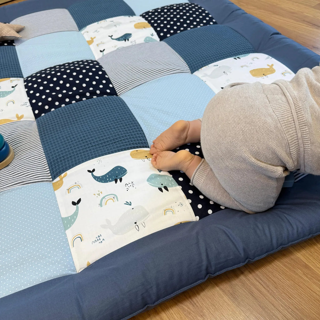 Krabbeldecke Atlantik blau Cord Waffel-babrause