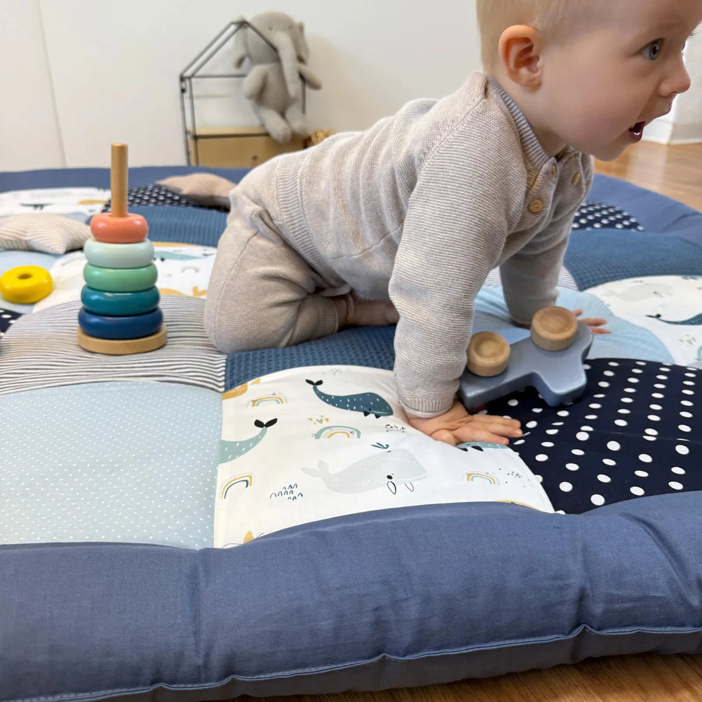 Krabbeldecke Atlantik blau Cord Waffel-babrause