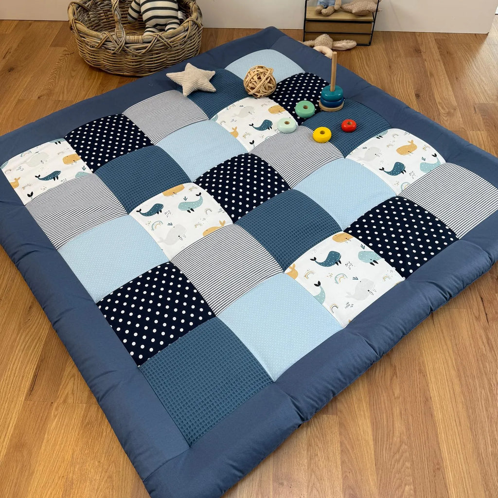 Krabbeldecke Atlantik blau Cord Waffel-Spiel- & Krabbeldecken-babrause