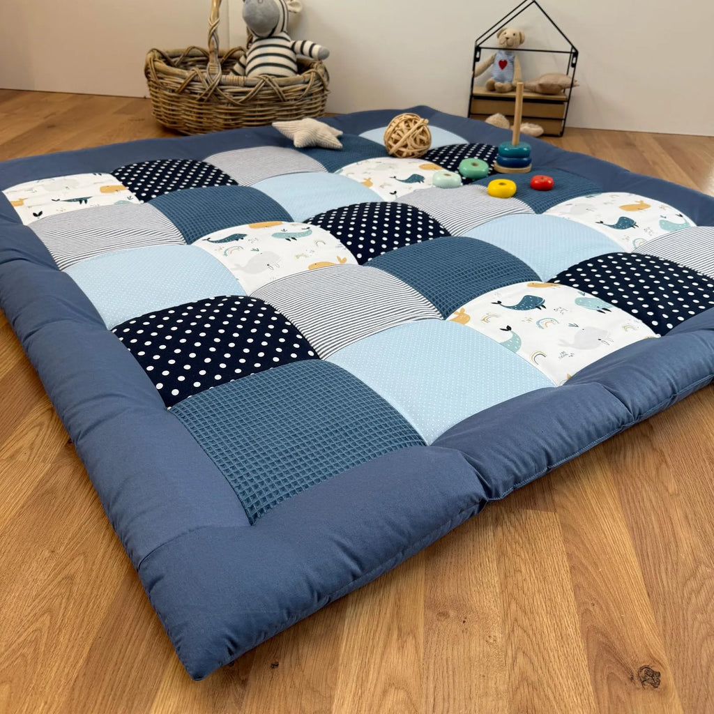 Krabbeldecke Atlantik blau Cord Waffel-Spiel- & Krabbeldecken-babrause