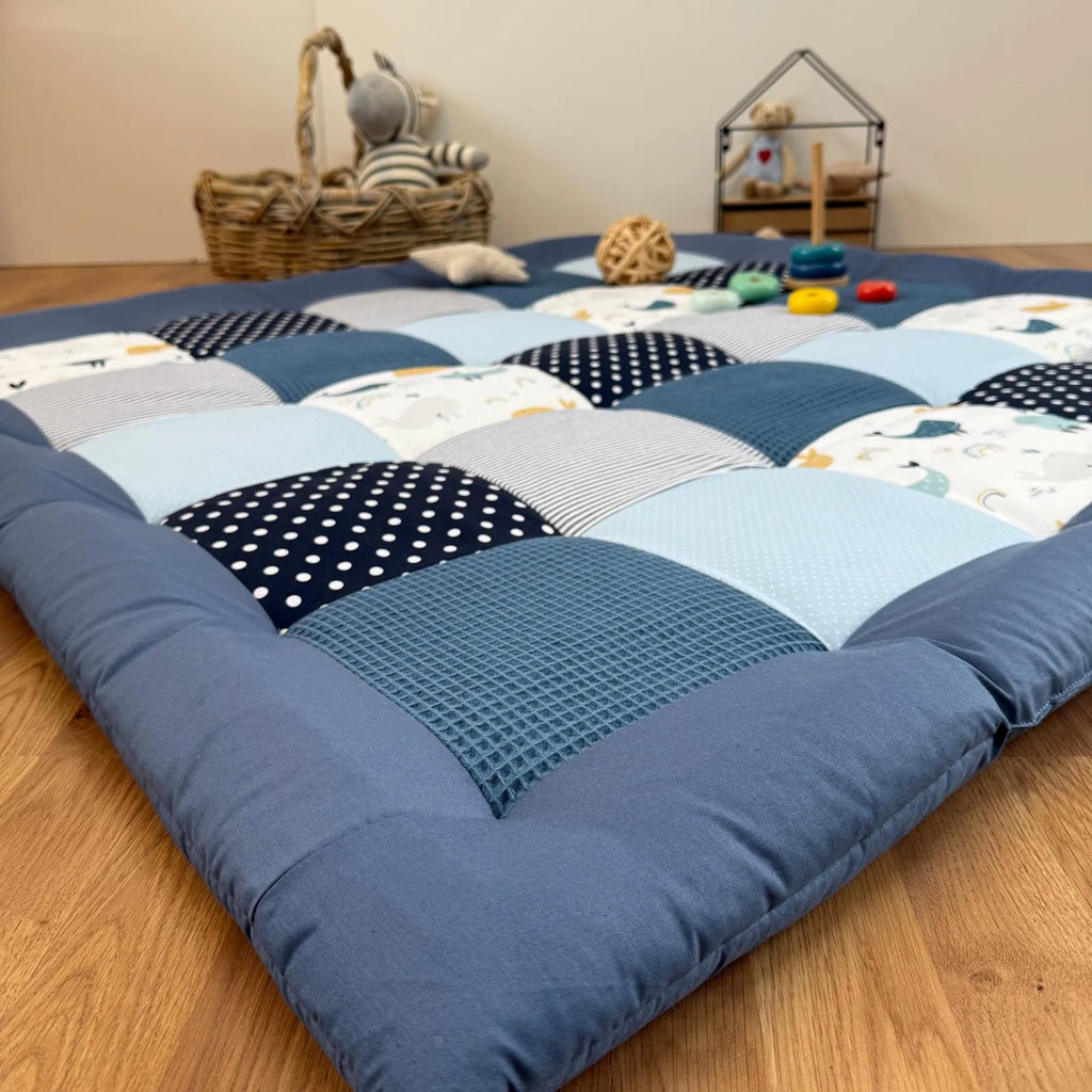 Krabbeldecke Atlantik blau Cord Waffel-babrause