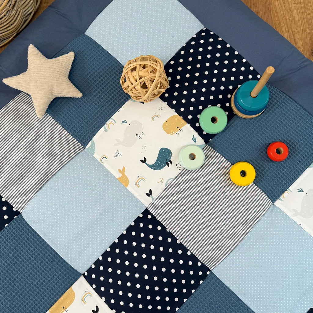 Krabbeldecke Atlantik blau Cord Waffel-babrause