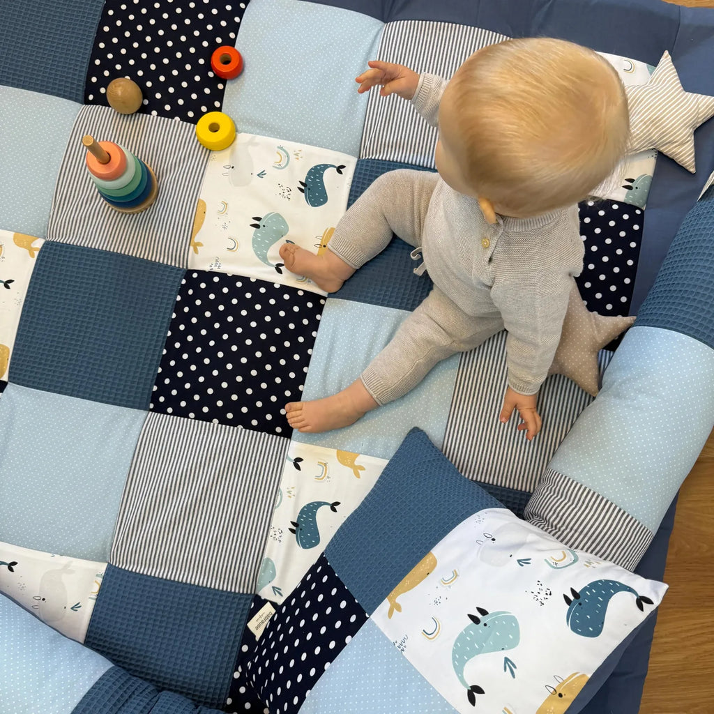 Krabbeldecke Atlantik blau Cord Waffel-babrause