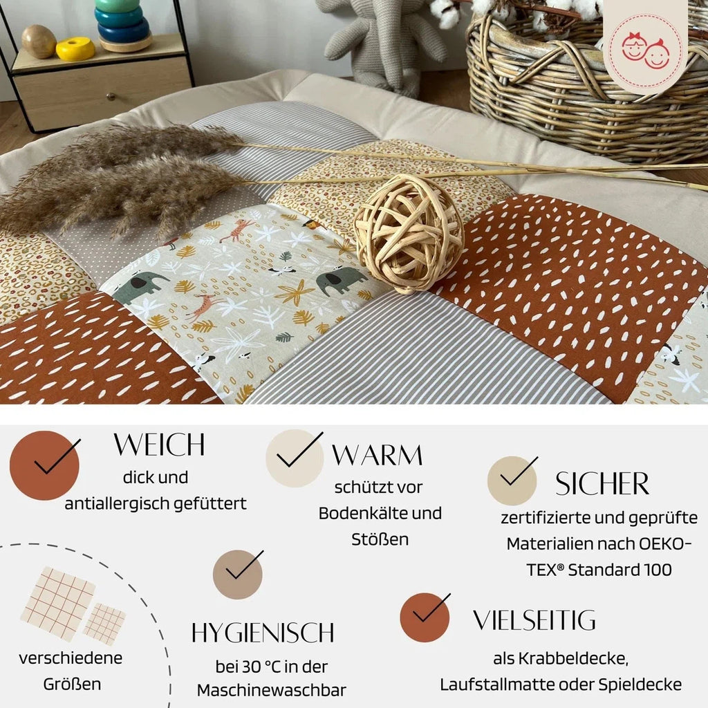 Krabbeldecke Waffelpique Cord Sand Beige-babrause