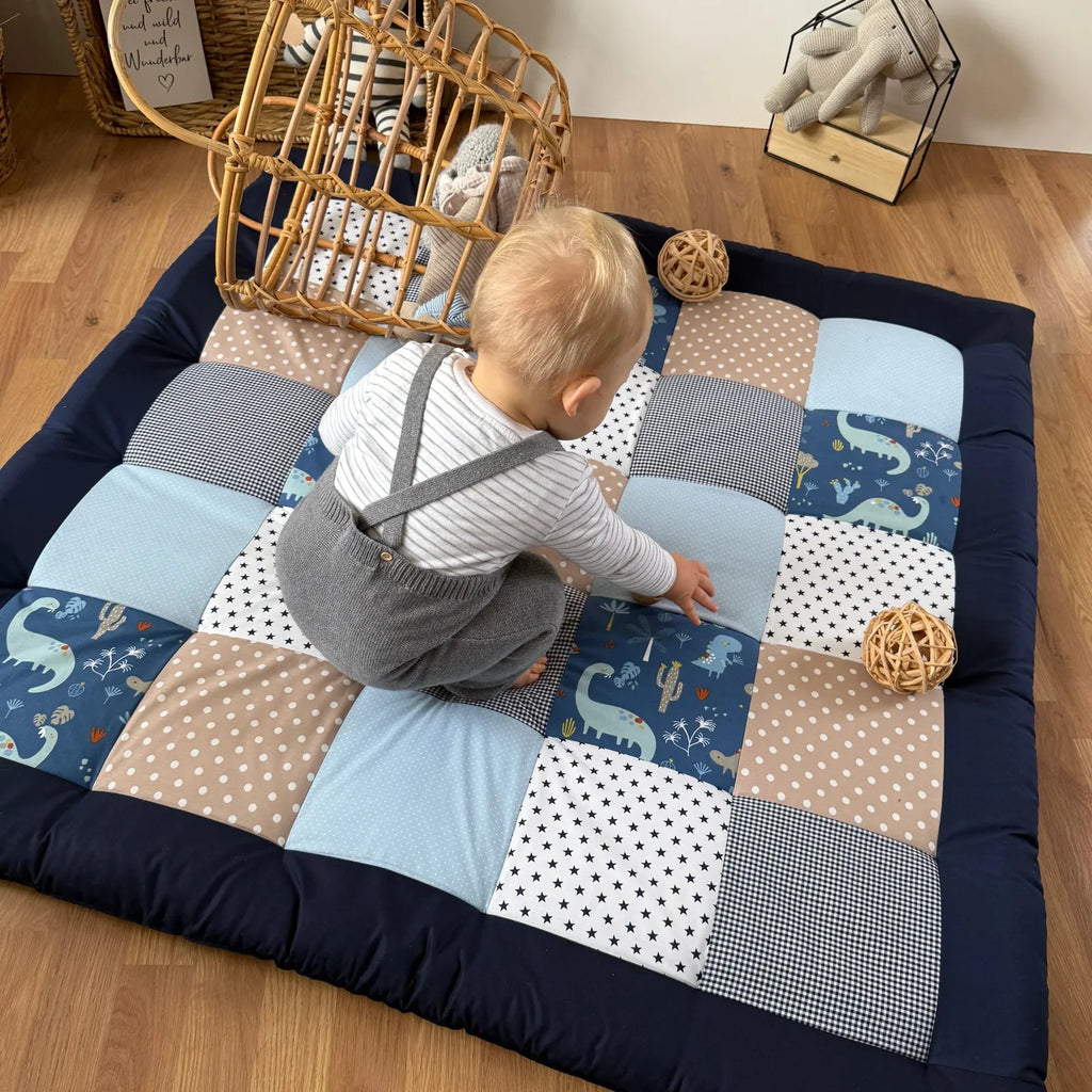 Krabbeldecke Dinosaurier Blau Sand-babrause