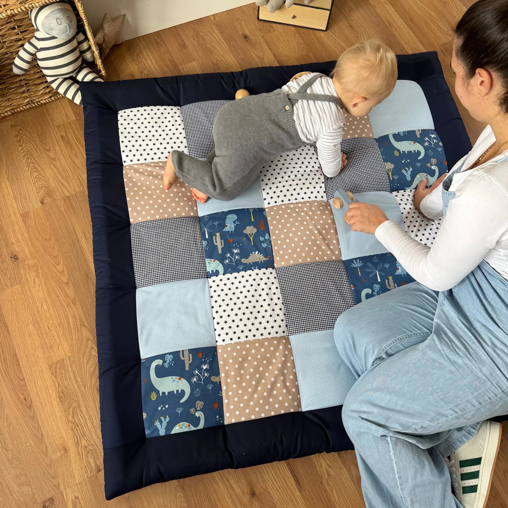 Krabbeldecke Dinosaurier Blau Sand-babrause