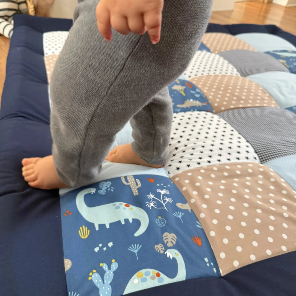 Krabbeldecke Dinosaurier Blau Sand-babrause