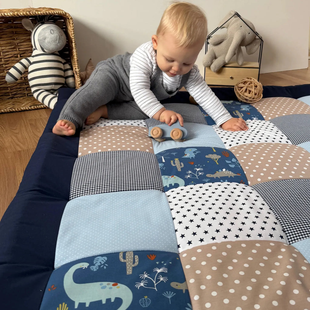 Krabbeldecke Dinosaurier Blau Sand-babrause