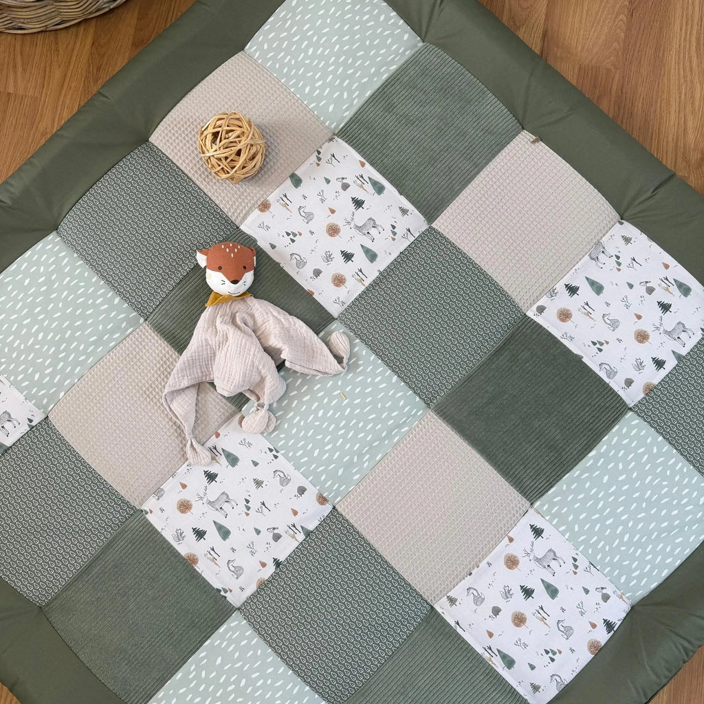 Krabbeldecke Skandi Waldtiere salbei grün-Spiel- & Krabbeldecken-babrause