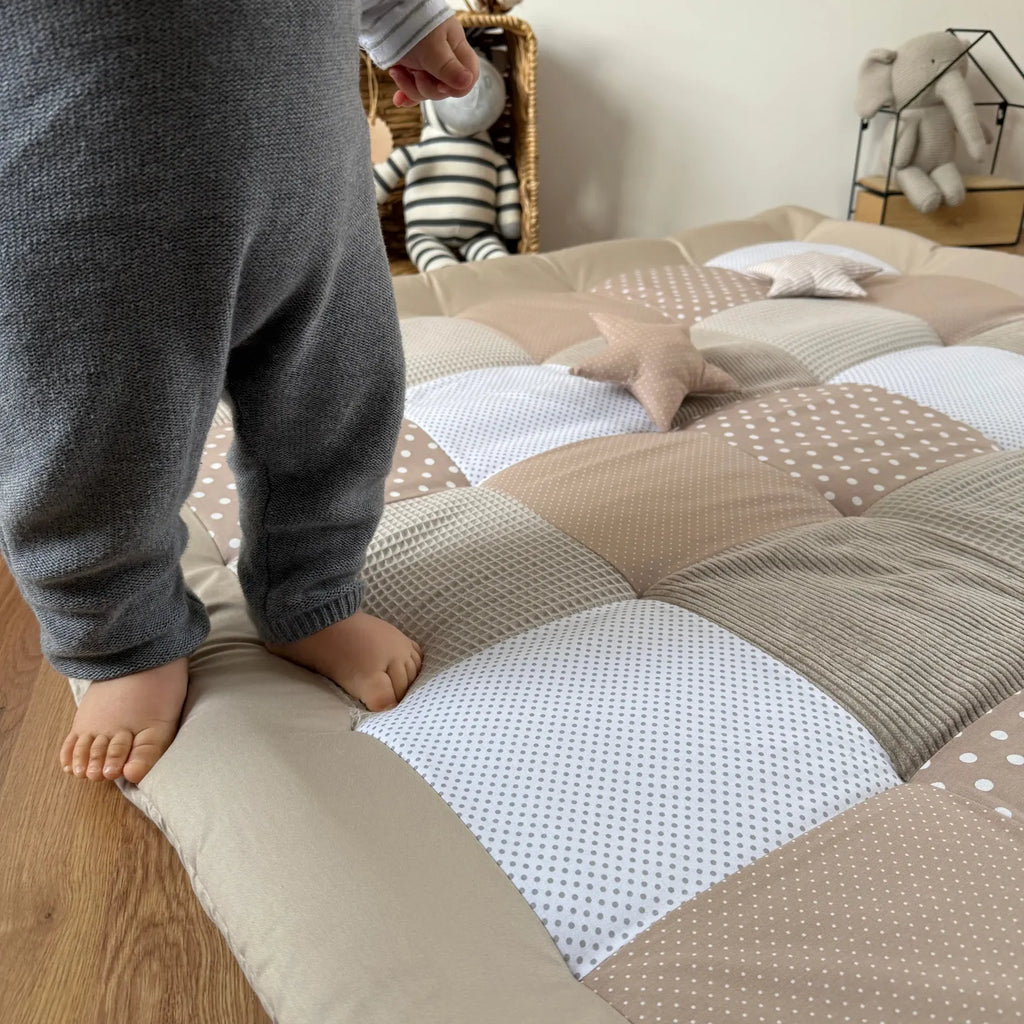 Krabbeldecke Waffelpique Cord Sand Beige-babrause