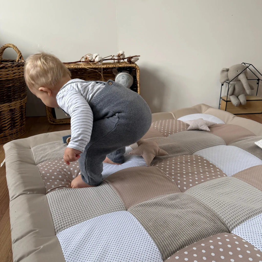 Krabbeldecke Waffelpique Cord Sand Beige-babrause