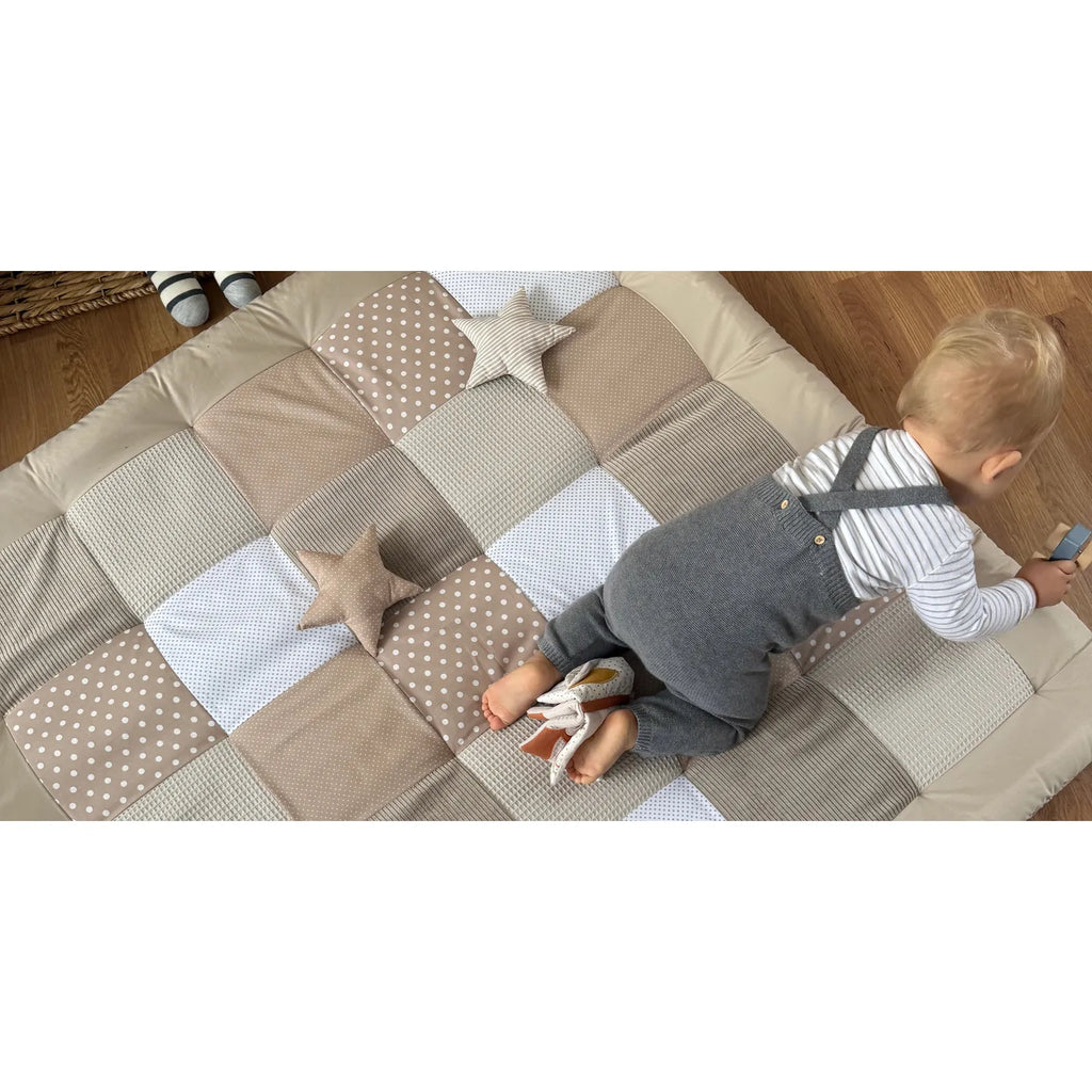 Krabbeldecke Waffelpique Cord Sand Beige-babrause