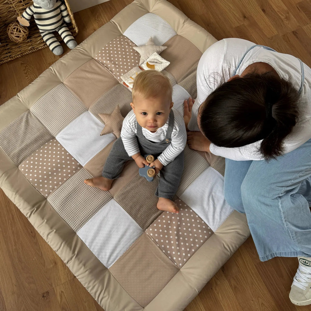 Krabbeldecke Waffelpique Cord Sand Beige-babrause