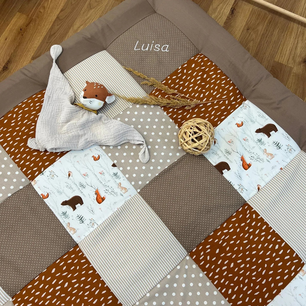 Krabbeldecke Waldtiere Rost Sand-babrause