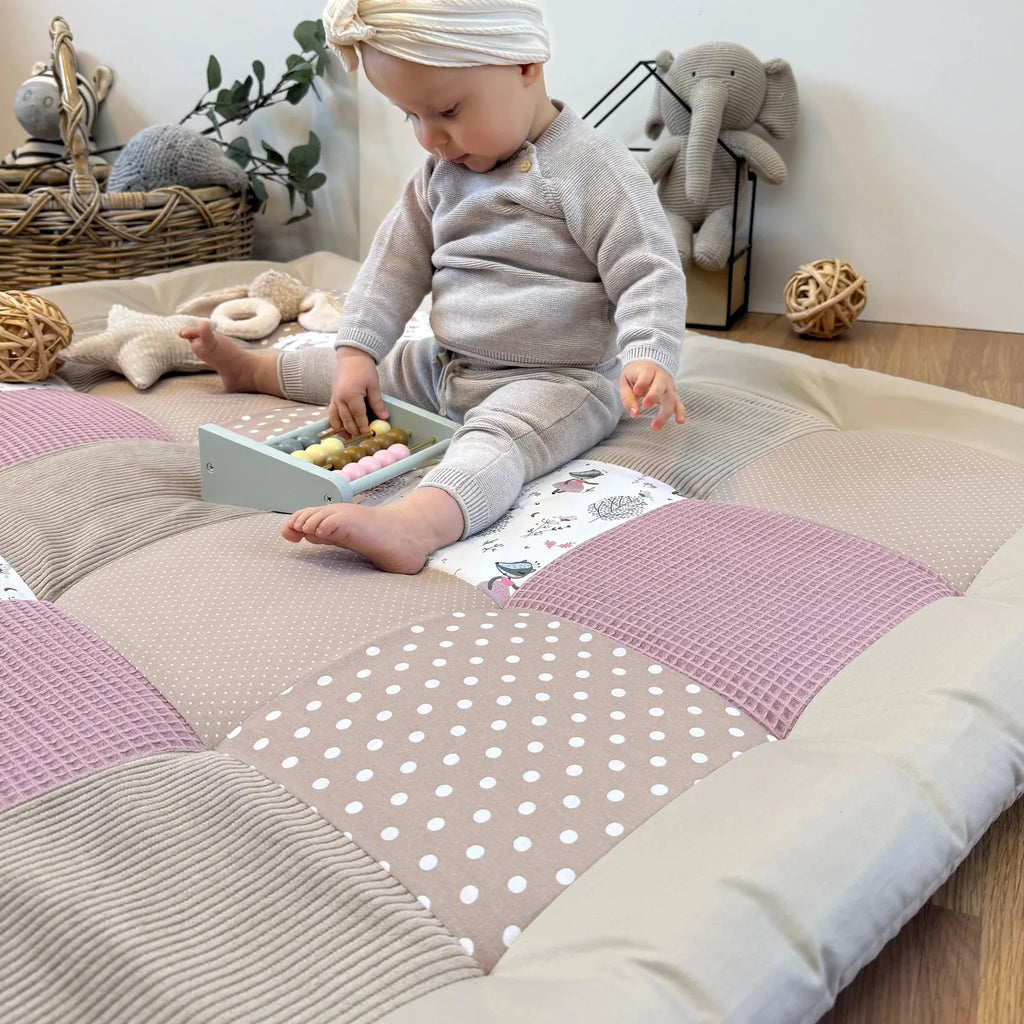 Krabbeldecke mit Cord Rehe altrosa sand-babrause