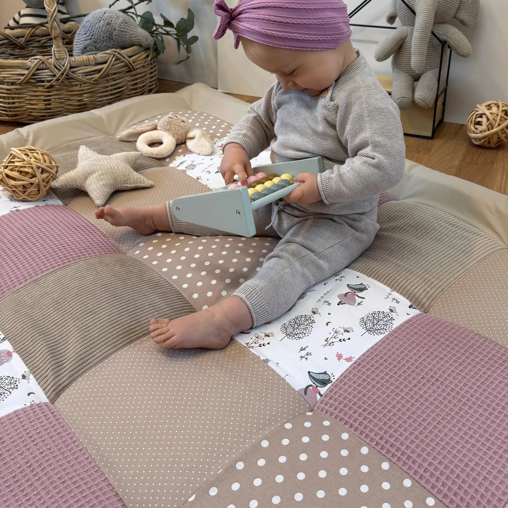 Krabbeldecke mit Cord Rehe altrosa sand-babrause