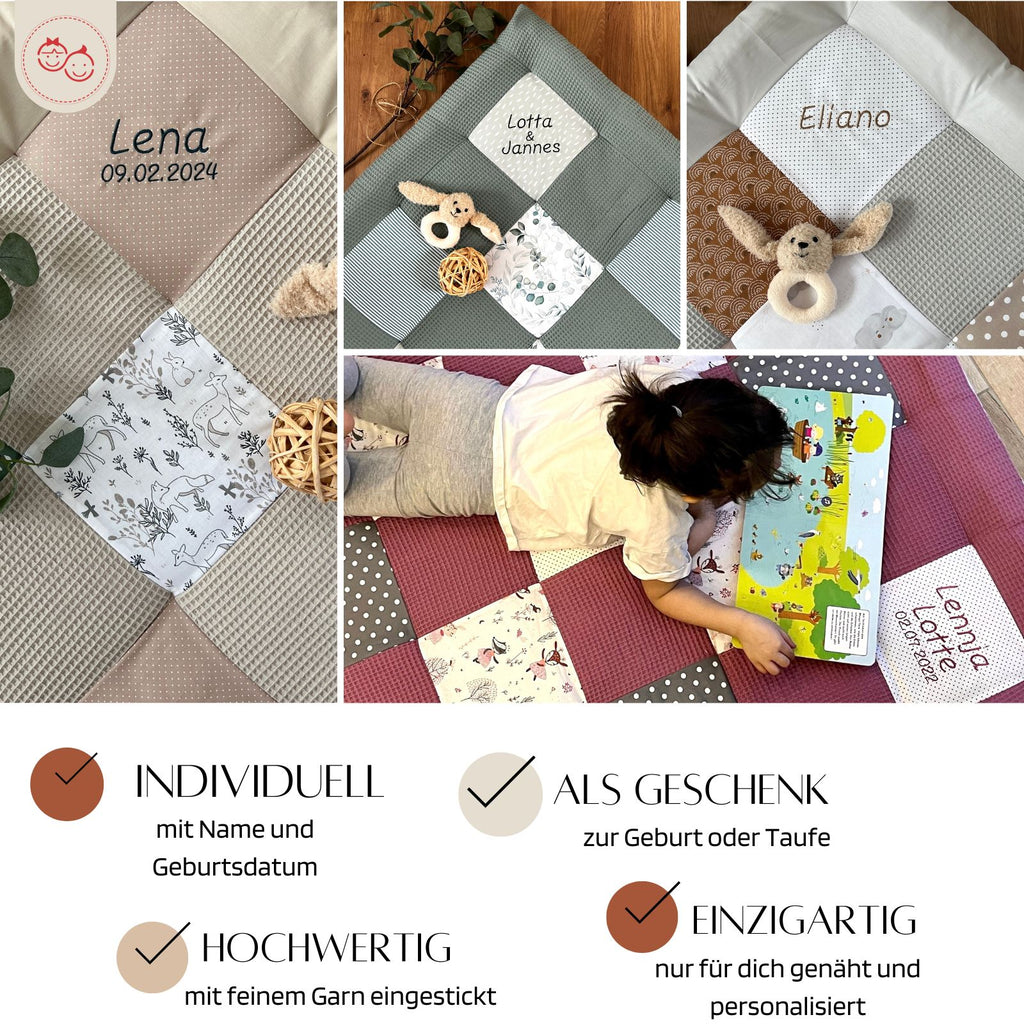 a collage of photos with a little girl on the floor