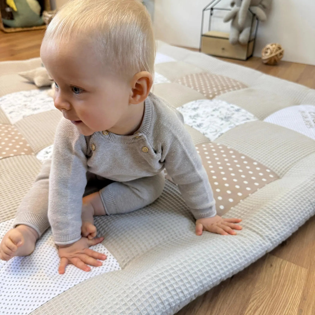 Waffelpique Krabbeldecke Waldfreunde Beige Creme-babrause