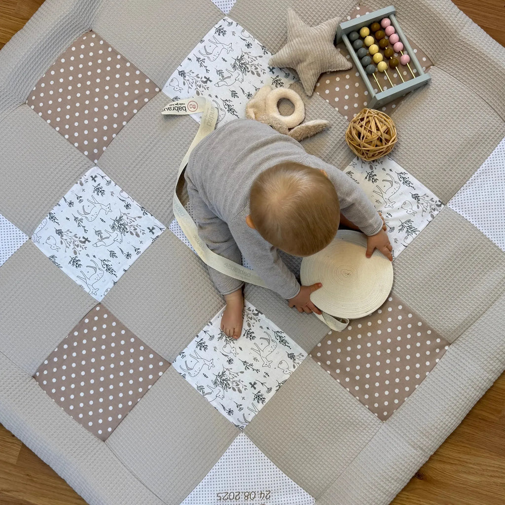 Waffelpique Krabbeldecke Waldfreunde Beige Creme-babrause