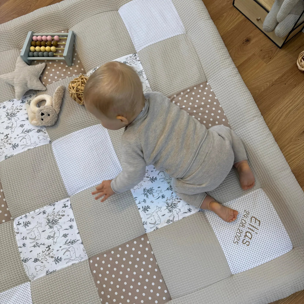 Waffelpique Krabbeldecke Waldfreunde Beige Creme-babrause