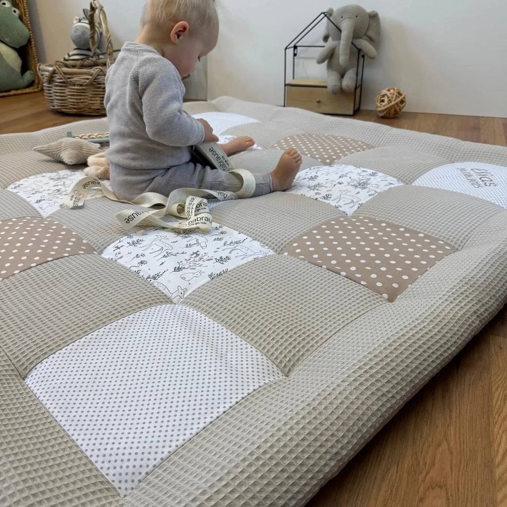 Waffelpique Krabbeldecke Waldfreunde Beige Creme-babrause