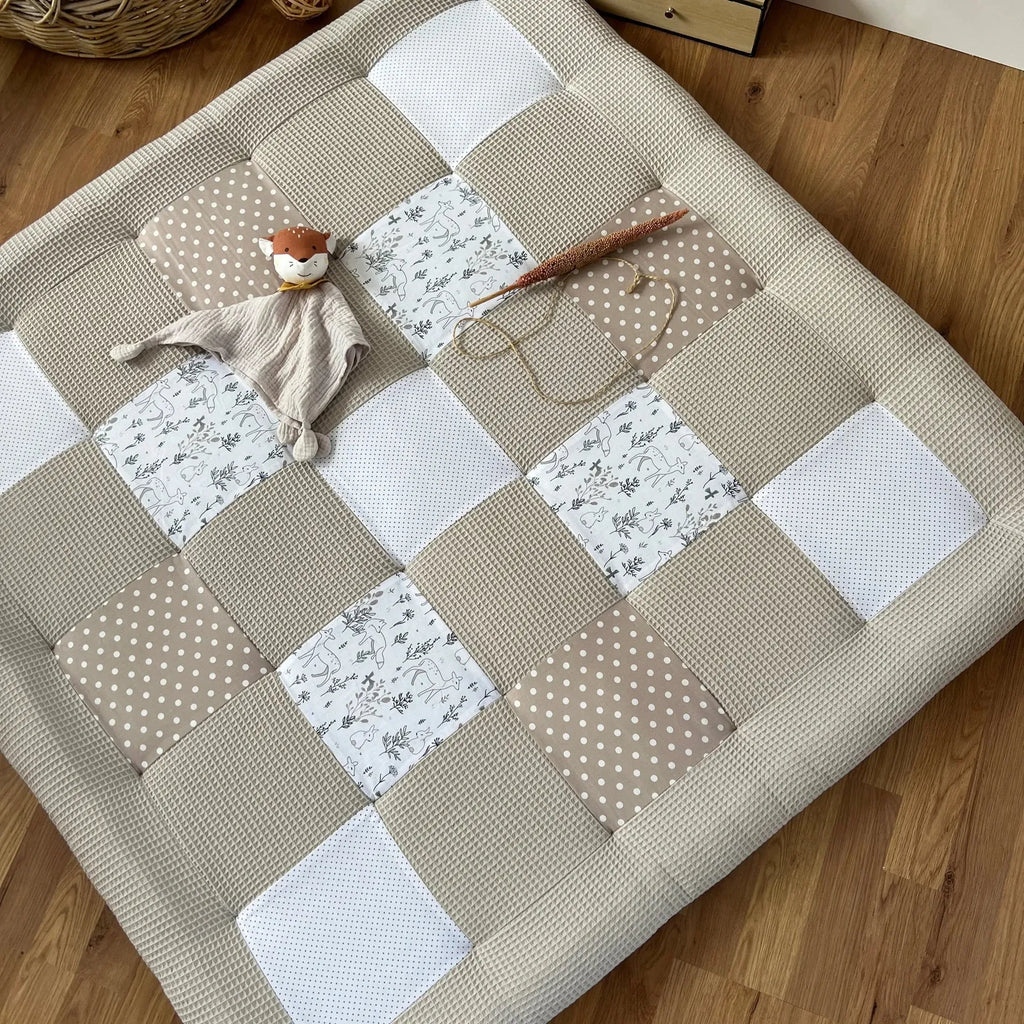 Waffelpique Krabbeldecke Waldfreunde Beige Creme-babrause